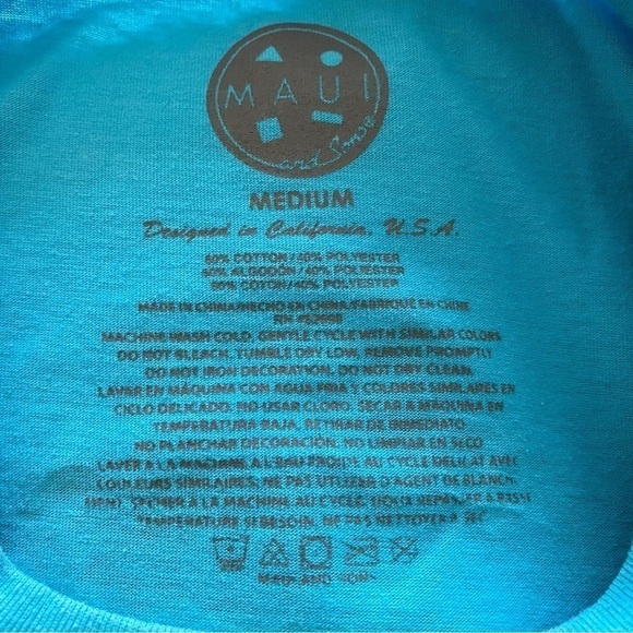 Maui & SONS Surf Logo Turquoise Tee Shirt Men M Medium - Picture 5 of 6